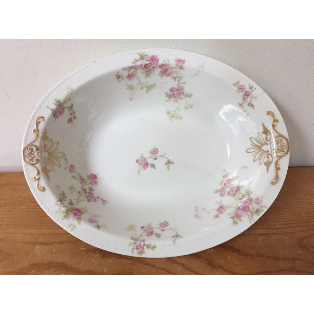 Vtg Limoges Haviland France Rose Floral Platter Porcelain Vegetable Bowl Dish 9"